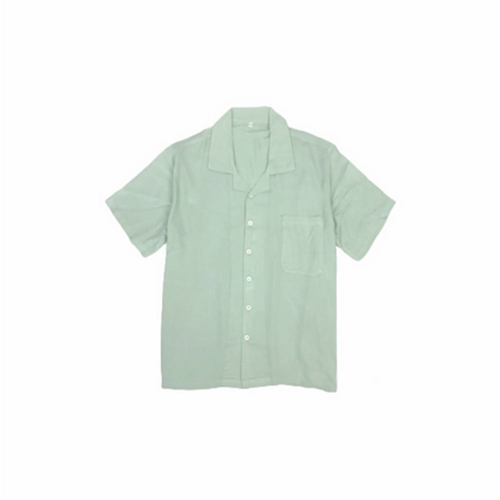 Kemeja Hawai Polos Unisex | Hawaiian Shirt | Cotton Rayon Adem &amp; Lembut | Warna Cold Mint