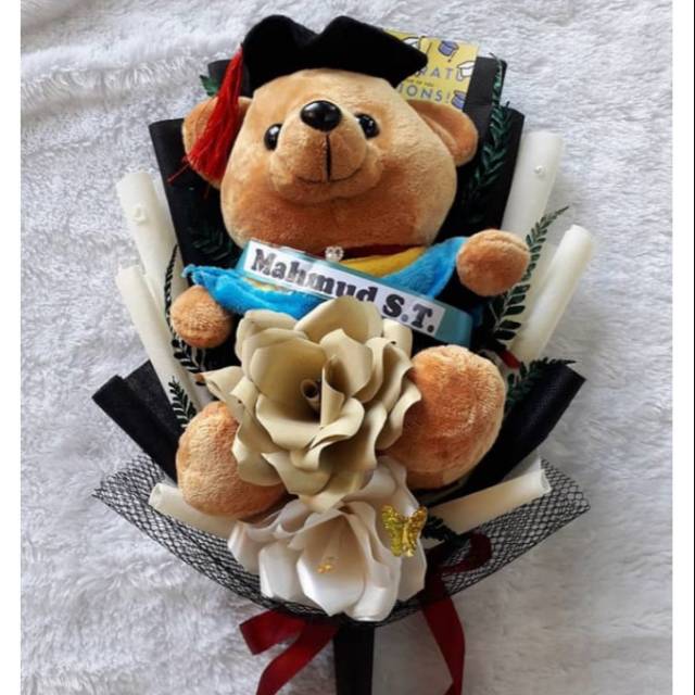 Buket bunga kertas dan boneka teddy murah