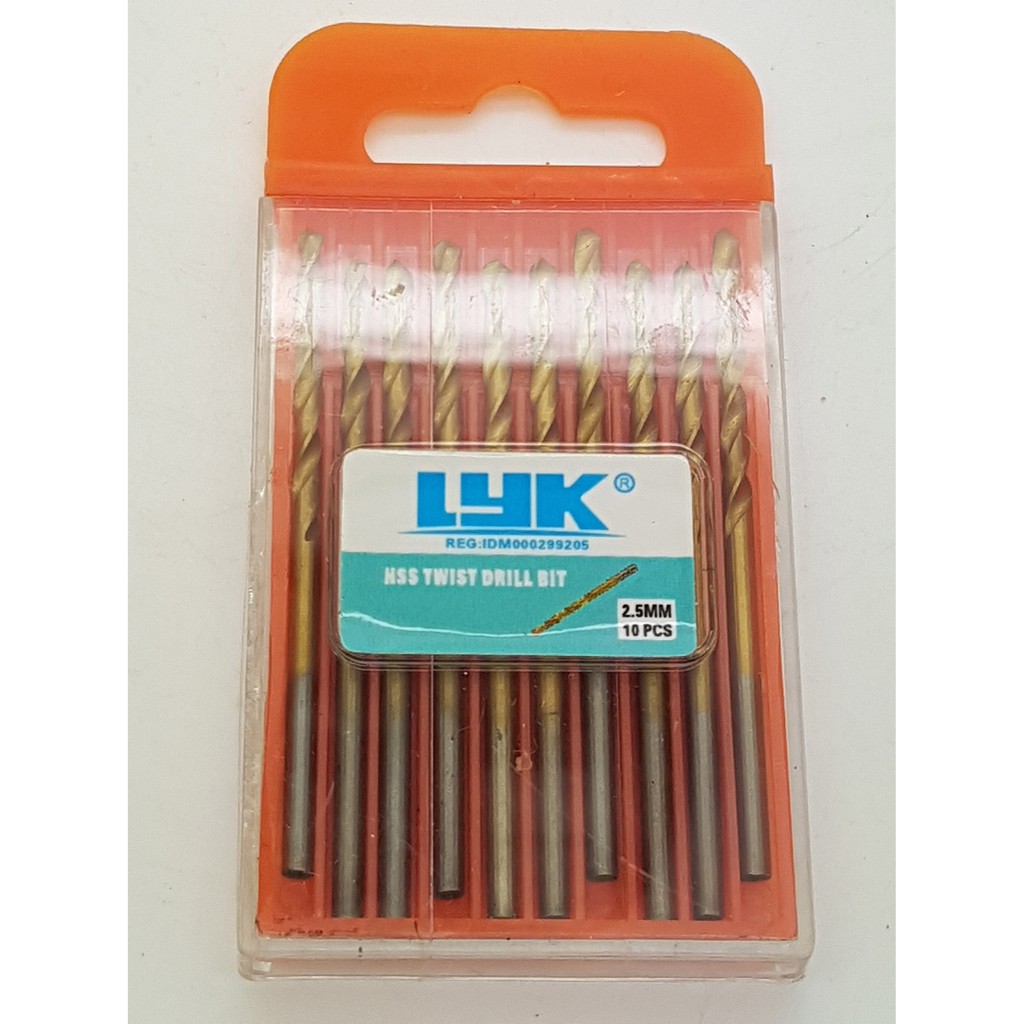 Mata bor LYK mini drill 2.5 mm isi 10 pcs titanium coated