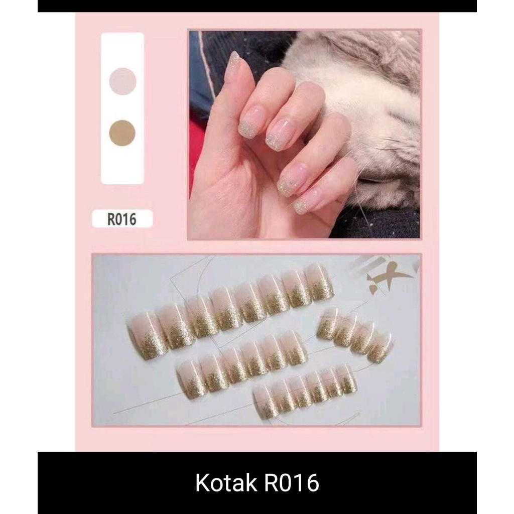 *galerybeautysemarang* Kuku Palsu Fake Nail Kuku Palsu Tahan Air 24 PCS Kuku Palsu Dan Lem /Fake Nail Art 3d /Stiker Kuku Tahan Air