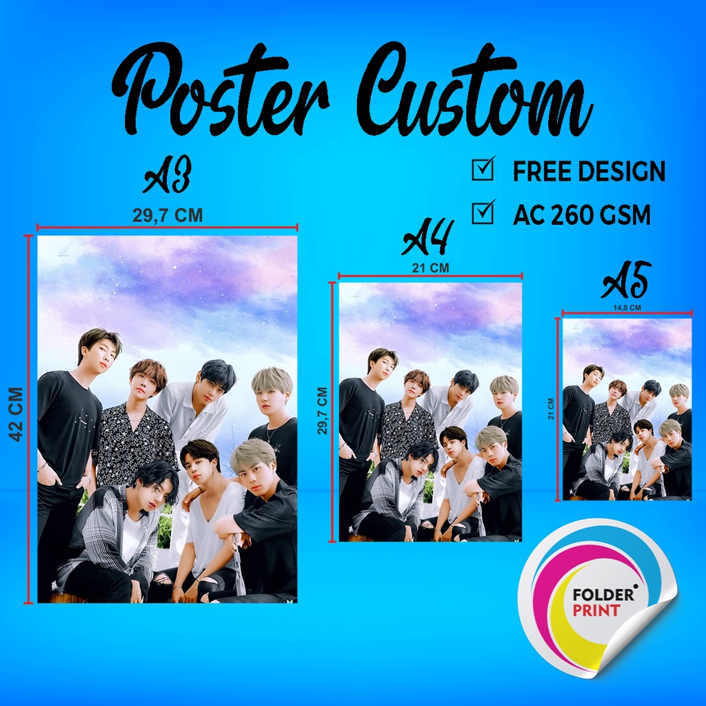 Cetak Poster Custom A5 A4 A3 Free Design