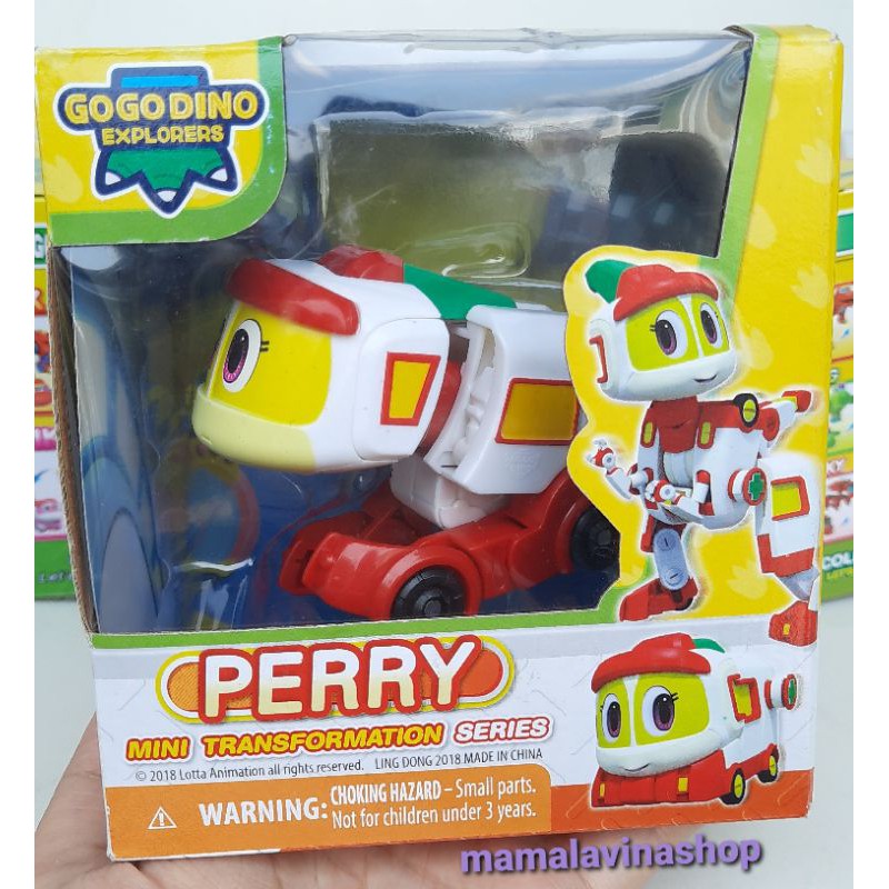 Gogo Dino Mini Perry Original / Mainan Robot Gogo Dino