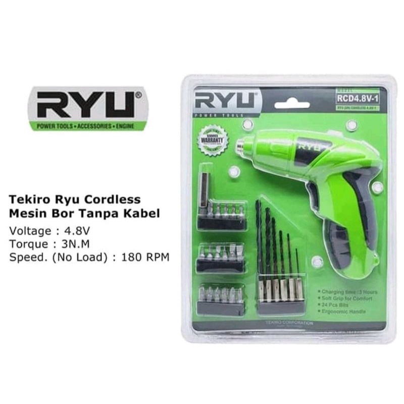 Mesin Bor Obeng Cordless 4.8V / Bor Obeng Charger Tekiro Ryu RCD 4.8V-1 tanpa kabel