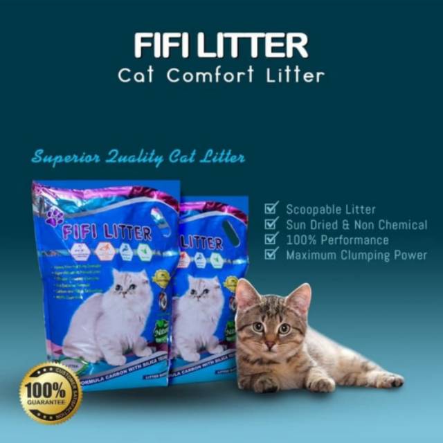 Cat litter fifi biru silica 10 litter clumping free dust