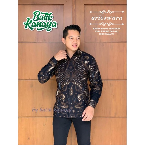 PARI GRIMIS Baju Batik Pria Cowok Lengan Panjang Modern Premium Katun Maskuy