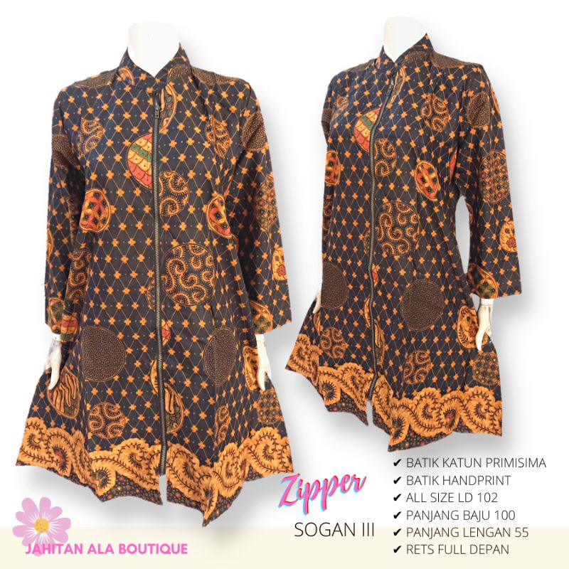 ZIPPER - Batik Wanita Modern Model Dress - Tunik Gaun Batik Simpel Murah
