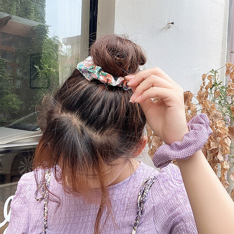 Swopply ACC167 Scrunchie Besar Motif Bunga Ikat Rambut Hijab Hairband Aesthetic Isi 8 Pcs Aksesoris Rambut