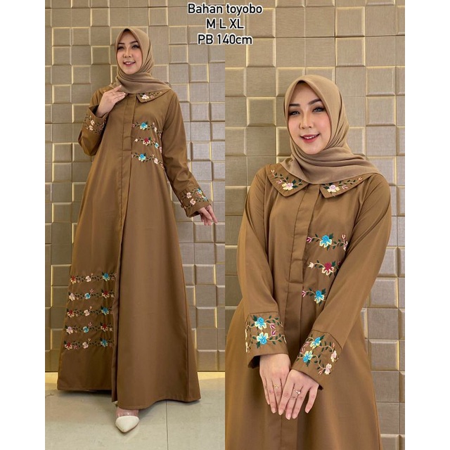 Gamis ridd bordir premium / Gamis toyobo / Gamis bordir / Fashion muslim / Baju gamis wanita / Gamis