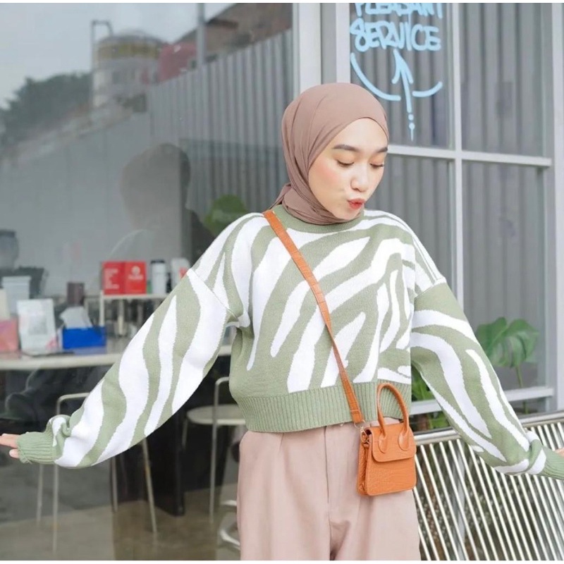 ZEBRA KNITE SWEATER | SWEATER RAJUT WANITA MURAH