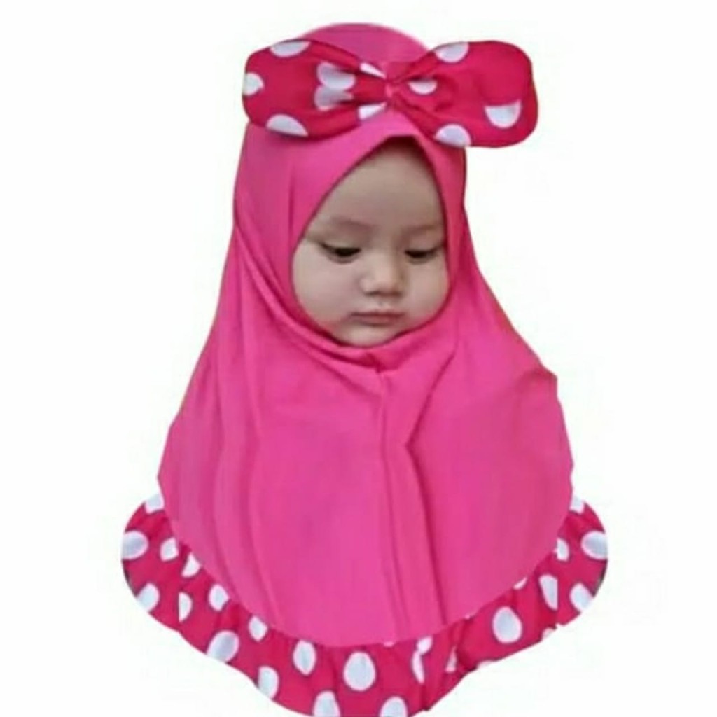 Jilbab Anak Mickey Pita Polkadot / Hijab Anak Murah / Micky Polkadot