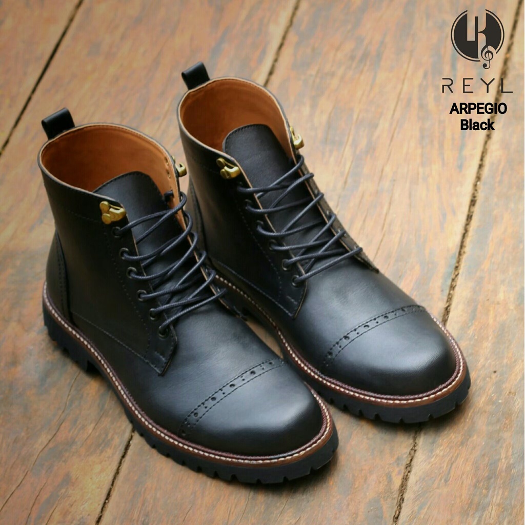 Sepatu Boots Kulit Pria Sepatu Safety Pelindung Besi  Sepatu Cowok Kulit Sepatu Boot Kulit Pria