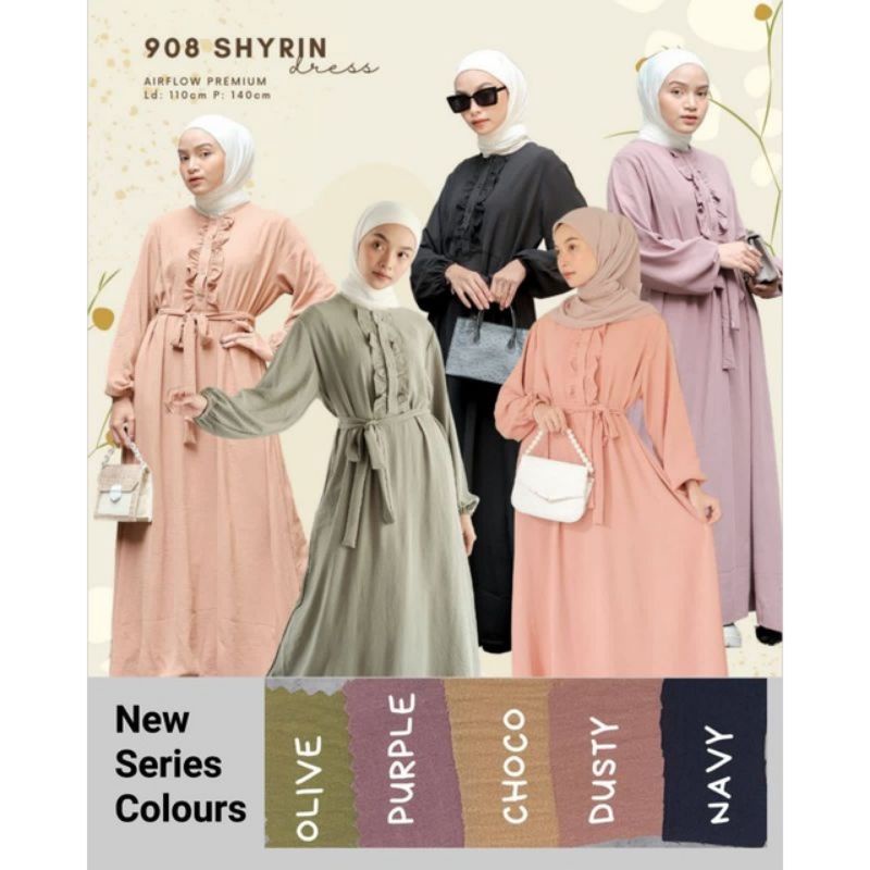Baju Gamis Maxi plain dress daily home wear dress polos santai bahan airflow ruffle premium adem wan