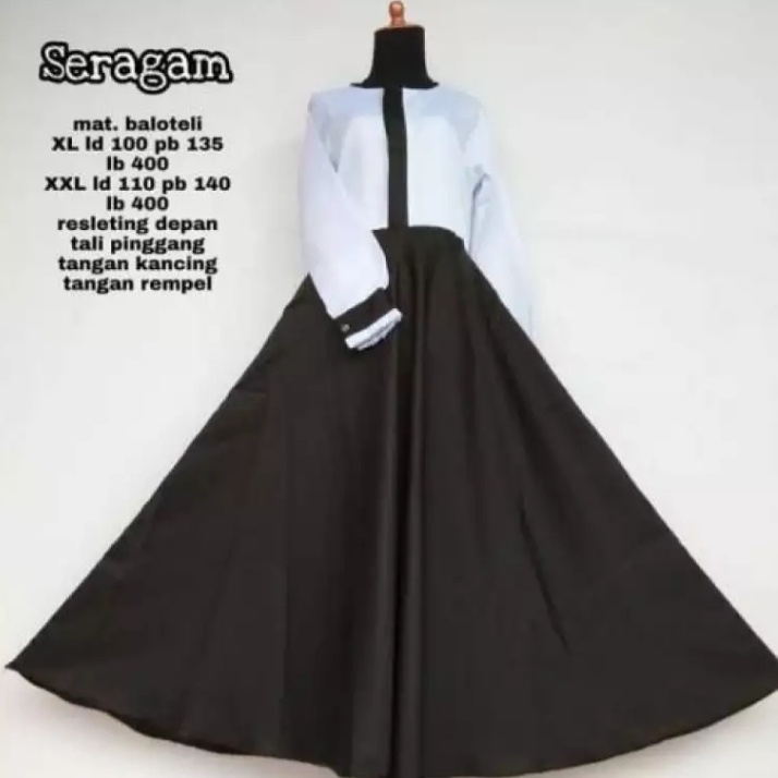 GAMIS WANITA POLOS HITAM  PUTIH /PREMIUM BISA BUAT SERAGAM/ GAMIS SERAGAM PENGAJIAN/ GAMIS TERBARU LEBARAN 2