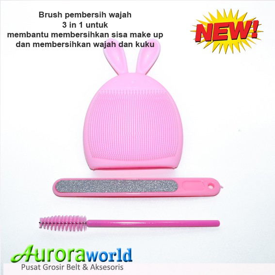3 in 1 facial cleansing brush and nail , alat perawatan kuku dan wajah , brush pembersih muka