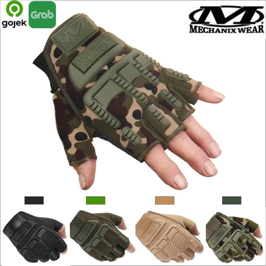 Sarung tangan pria polisi motor tentara Tactical Impact mechanix wear setengah jari Half Finger