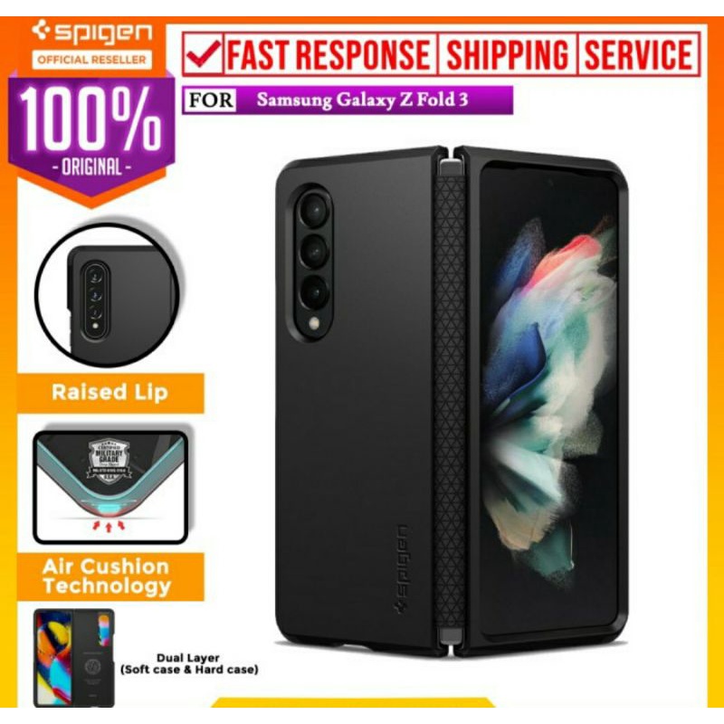 Original Case Spigen Samsung Z Fold 3 Fold3 5G 2021 Casing Cover Tough Armor Hardcase