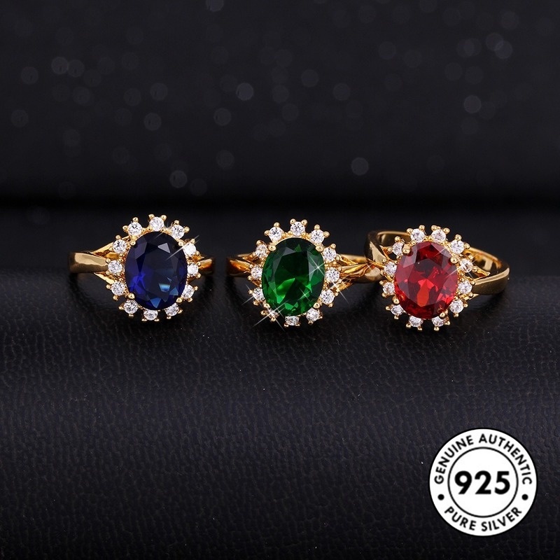 Cincin Sterling Silver 925 Gaya Vintage Dengan Emerald Warna Rose Gold Untuk Wanita