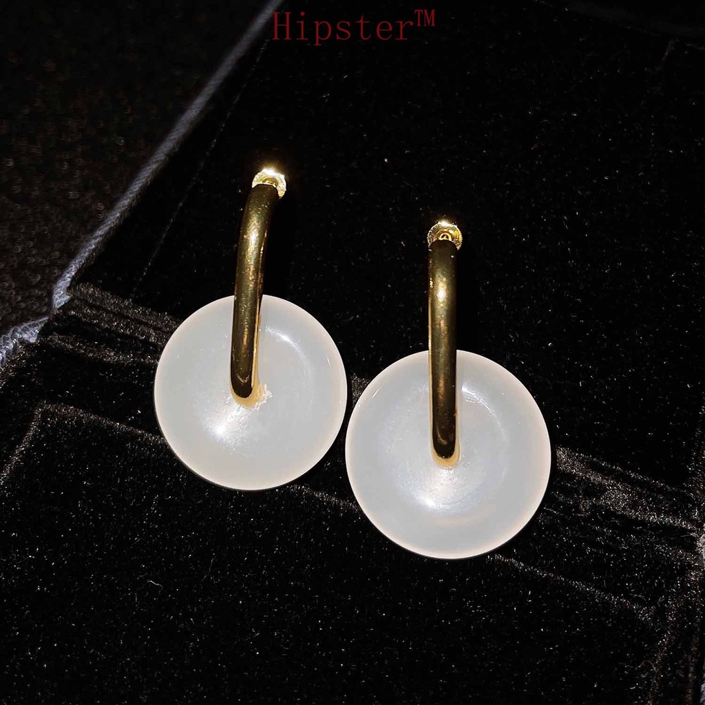 Natural Earrings for Women Gold Inlaid with Jade Luxury