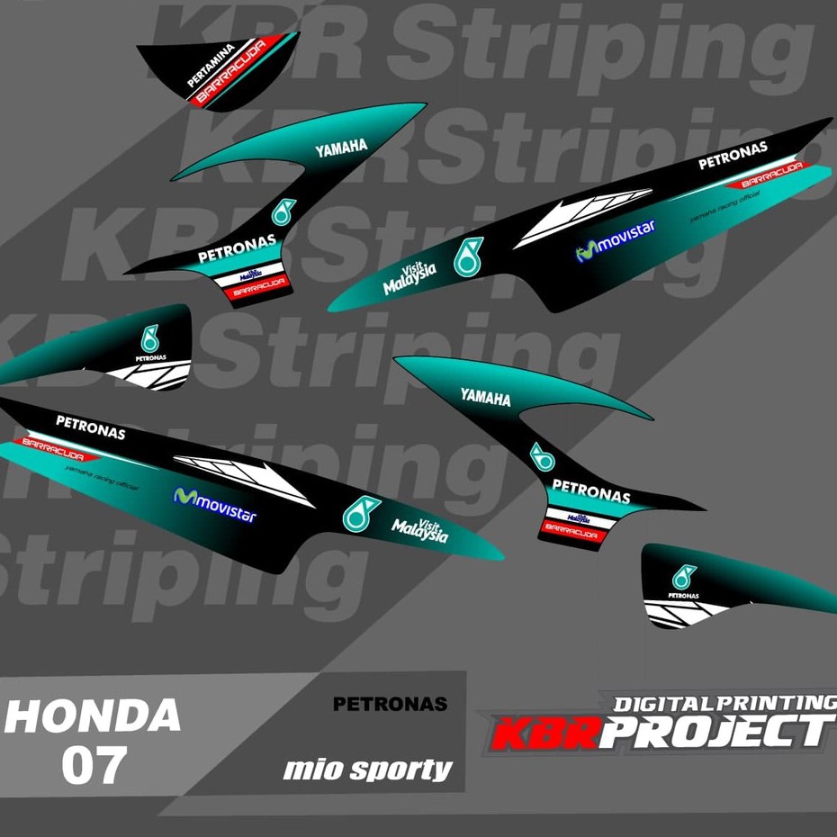(cod) MIO SPORTY Sticker Variasi stiker striping list motor YAMAHA MIO SPORTY 07 PETRONAS