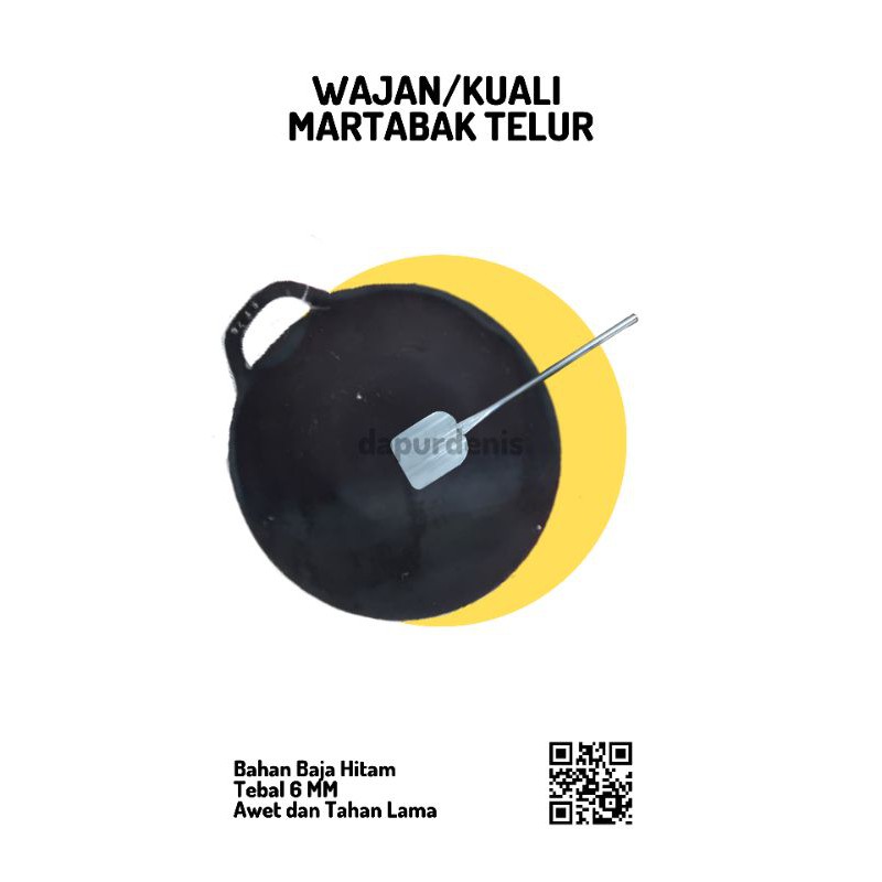 (5MM - 5 MM ) Handmade Wajan Martabak Bulat Cekungan Tengah Baja Hitam Tebal 5 MM