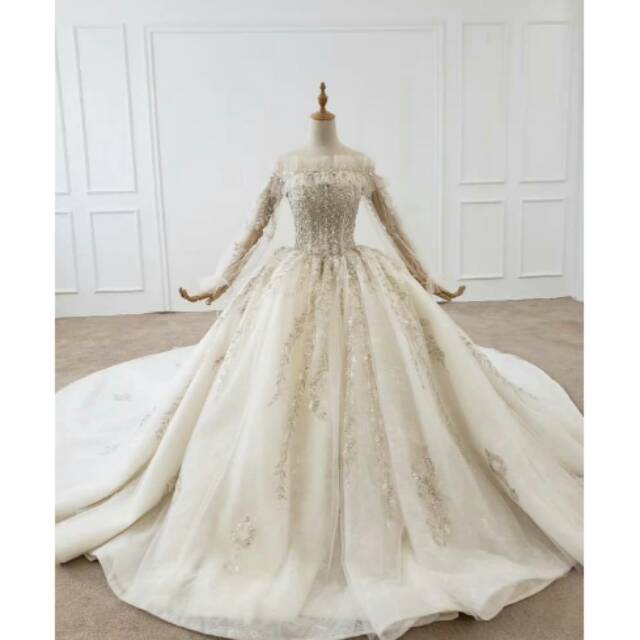 Pre Order gaun pengantin lengan panjang baju pengantin mewah wedding dress import wedding gown new