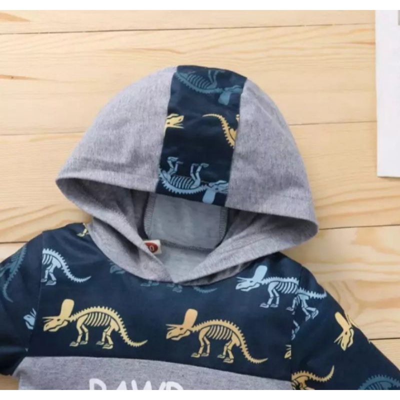 SETELAN SWEATER HOODIE DINO ANAK 1-5 TAHUN SETELAN HOODIE DINO ANAK LAKI-LAKI PEREMPUAN TERBARU