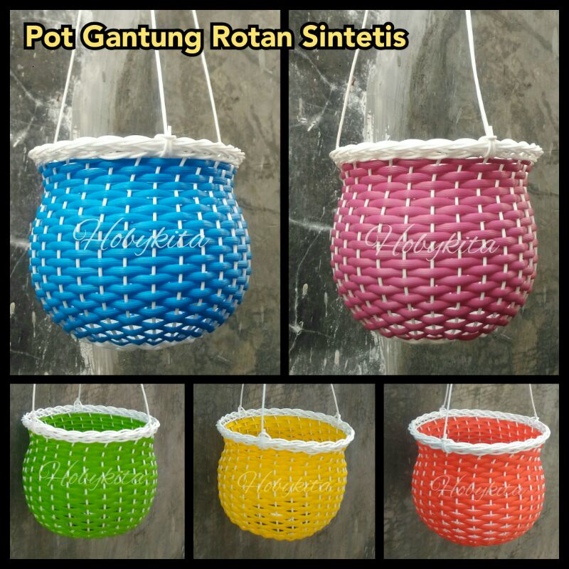 POT GANTUNG ANYAMAN l Pot Gantung Rotan Sintetik l Pot Anyaman l Pot Rotan Sintetik