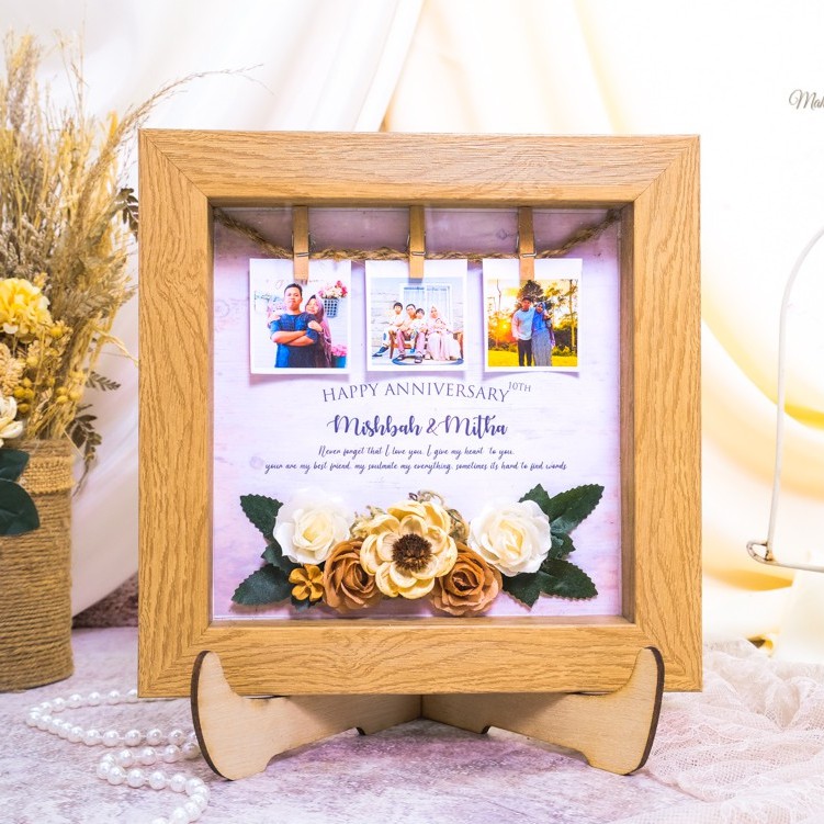 KADO ANNIVERSARY NAURA ZAHRA, FRAME BINGKAI CUSTOM FOTO UKURAN 20x20 CM