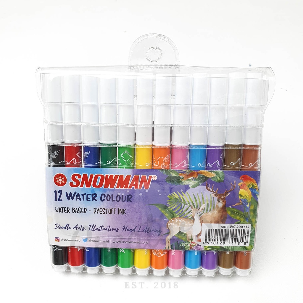 SNOWMAN Spidol Anak Watercolor 12 Warna Child Safe Wc200