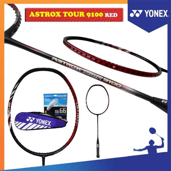 TERBARU NEW YONEX ASTROX TOUR 9100 RAKET BADMINTON ORIGINAL - RED
