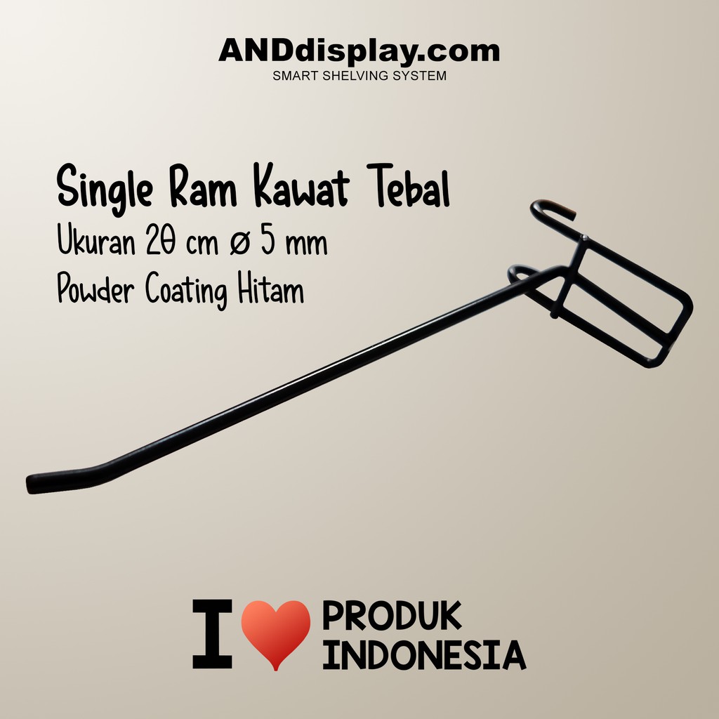 SINGLE RAM 20CM/10 PCS HITAM TEBAL GANTUNGAN CANTOLAN AKSESORIS DISPLAY