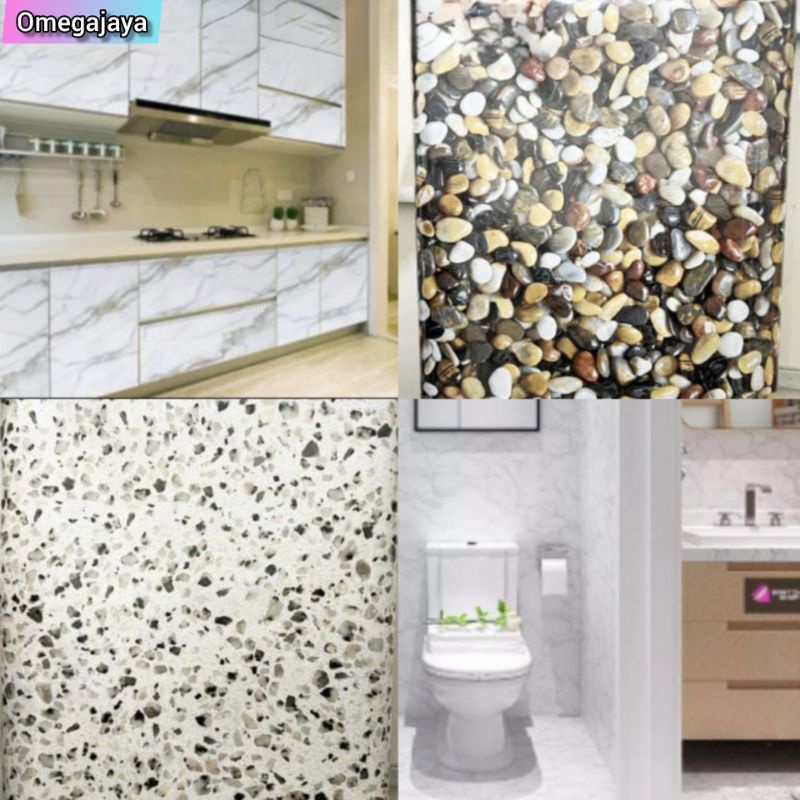 Sticker marmer glossy sticker wallpaper meja sticker motif kayu lebar 122cm