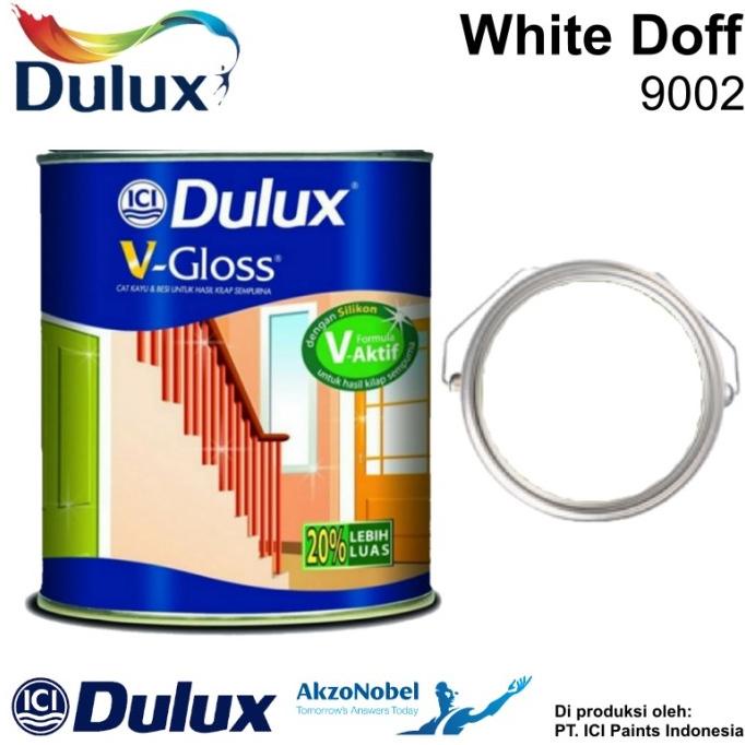 CAT KAYU DAN BESI DULUX V-GLOSS WHITE DOFF 9002 - 0.8 LT Termurah