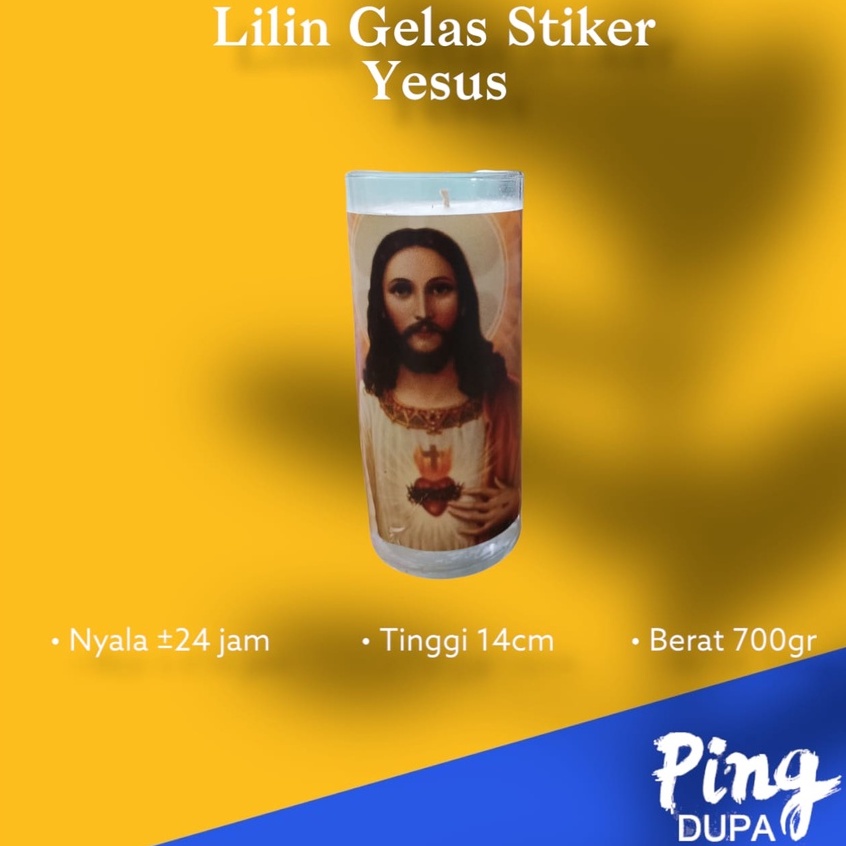 Lilin Gelas Gereja Gambar Tuhan Yesus Candle Rohani Nyala 24 Jam