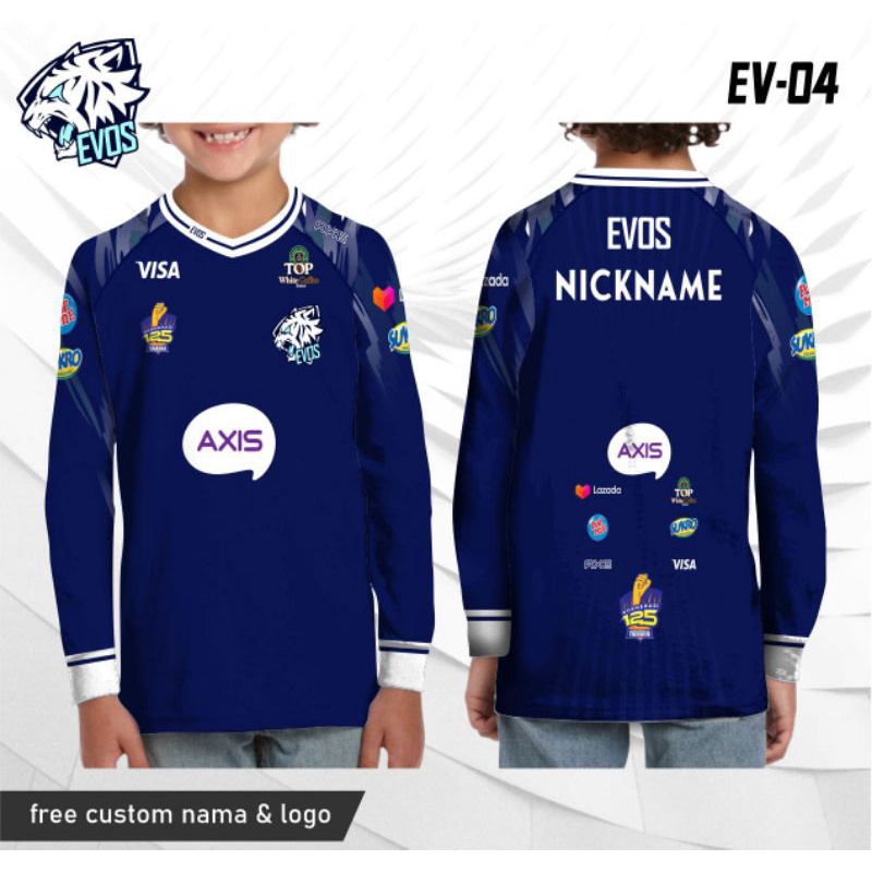 Baju EVOS E SPORT ANAK Lengan Panjang Game Online FF/PUBG/ML ANAK