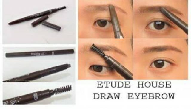 (COD) Etude house drawing eyebrow / eye brow + brush ( pensil alis + kuas )