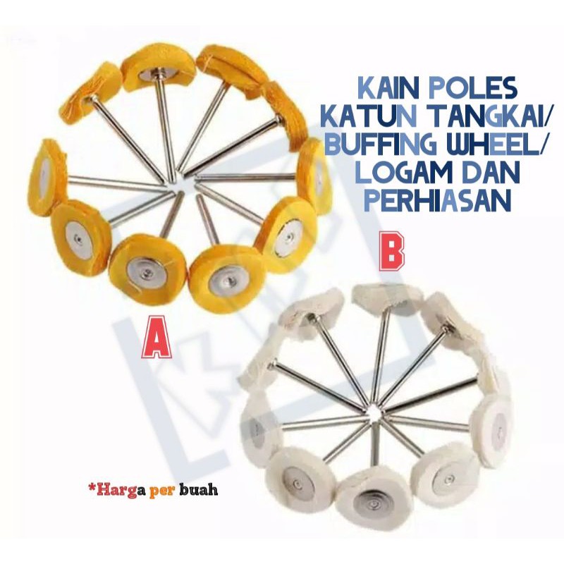 Kain poles katun tangkai/buffing wheel/ logam dan perhiasan