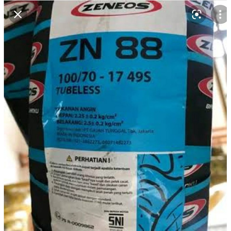 Ban luar zeneos tubeless 100/70-17 zn88