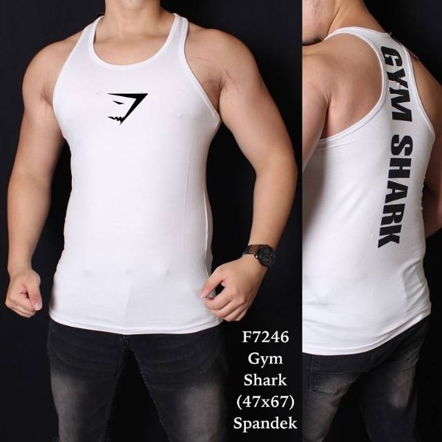 Singlet sport gym shark white