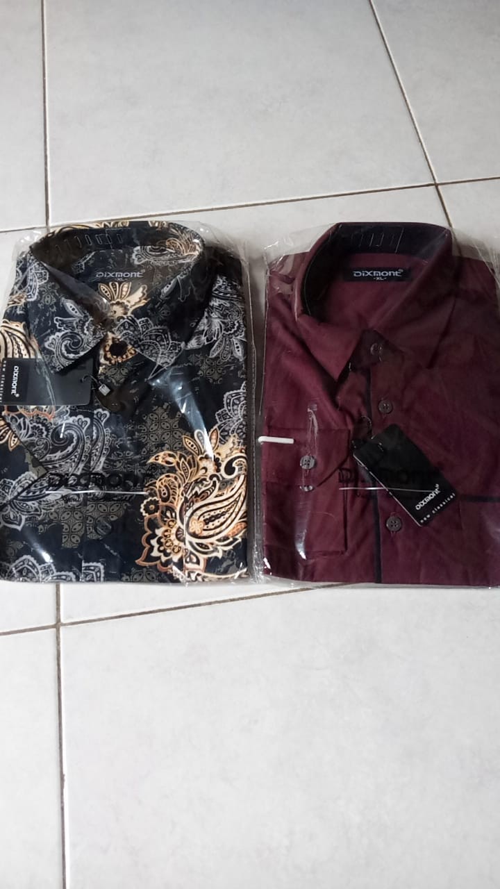 Kemeja Batik Pria Lengan Pendek Bs54 Katun Motif Modern Dixmont Semi Slimfit Premium