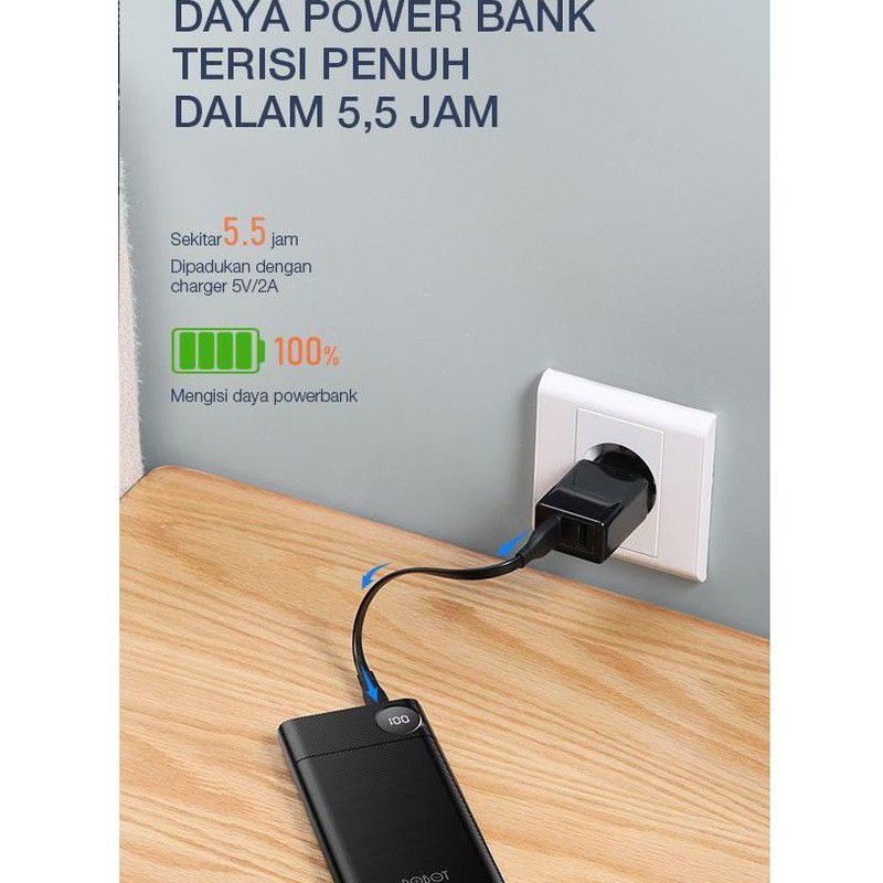 Power bank Robot Powerbank RT190 10000 Mah Dual Input Type C &amp; Micro original garansi resmi 1 tahun