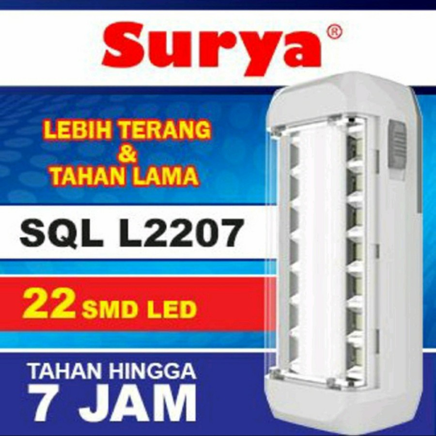 Lampu Emergency SURYA SQL L2207 LED Portable Senter Rechargeable