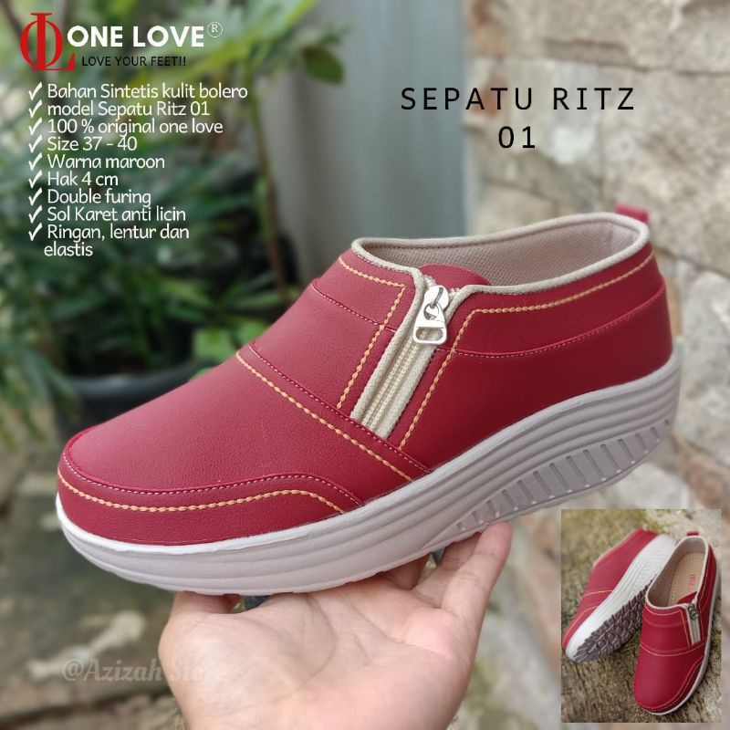 One Love Sepatu Sneaker Wanita - Sepatu Wanita Wedges Wanita hak 4 cm Sepatu One Love wanita
