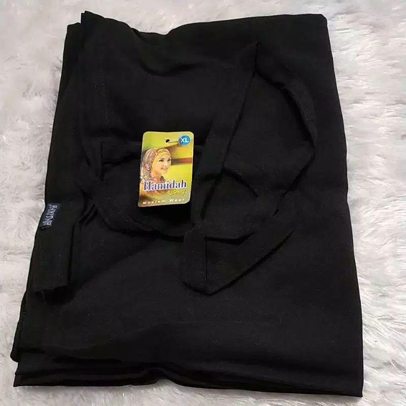 BERGO XXL BAHAN WOLFIS (Bergo Maryam Super Jumbo | Khimar Bergo Wolfis Non Ped)-Hitam