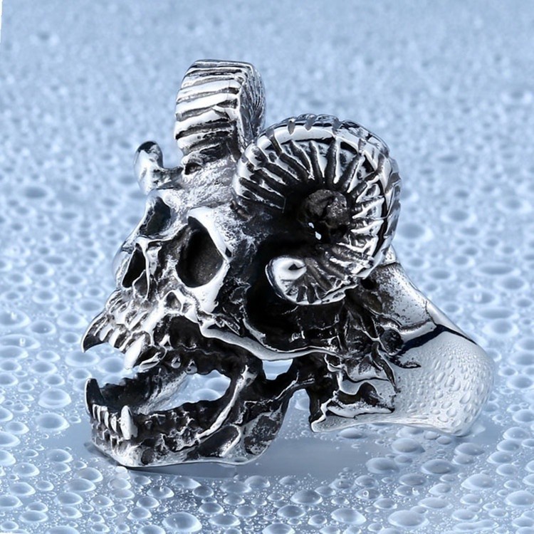 Vintage Men's Fashion Stainless Steel Skull Ring Hip Hop Party Jewelry Accessories