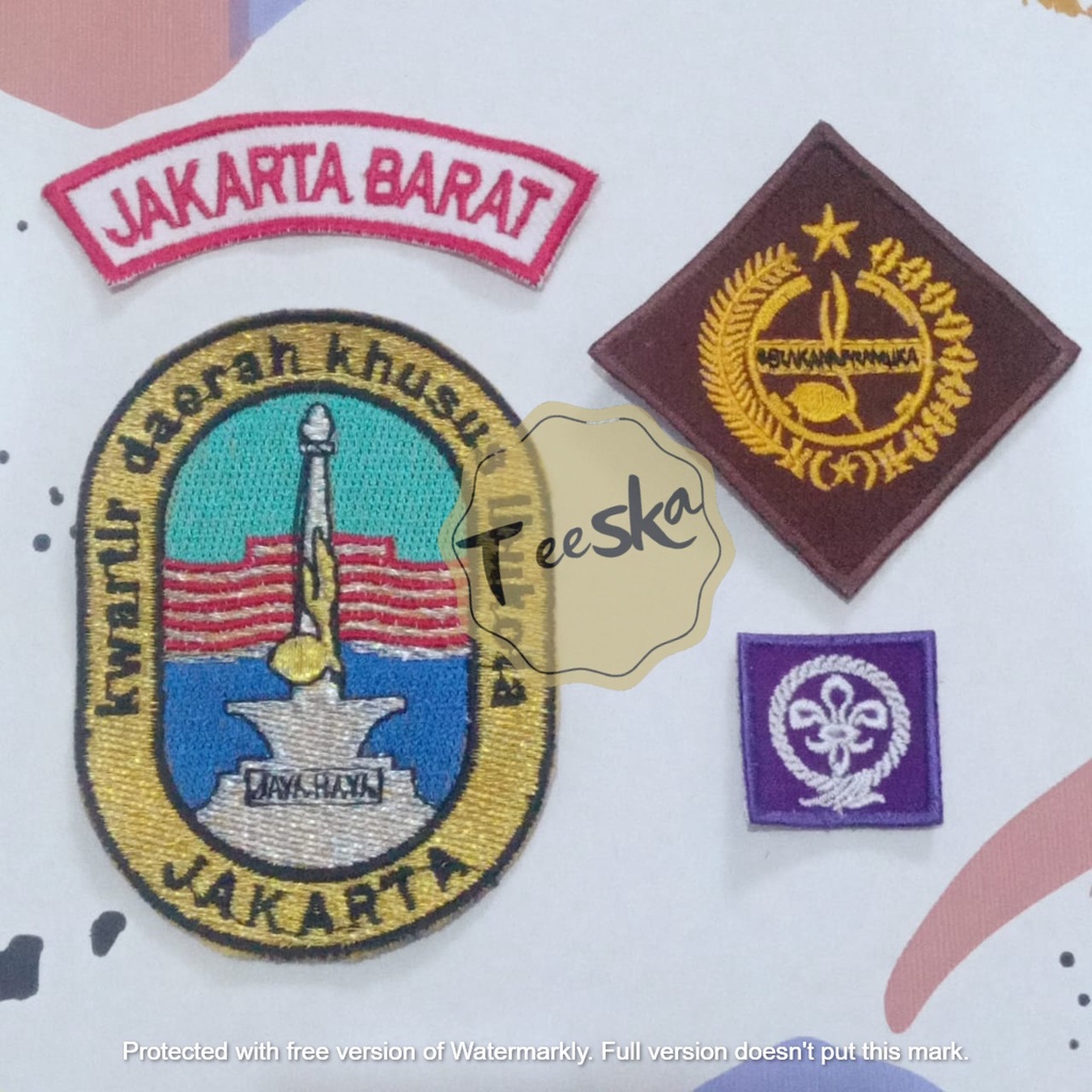 Set Atribut  Seragam Pramuka Logo Tunas Kelapa dan Wosm, Logo Kwartir Daerah ( Kwarda ) DKI Jakarta 