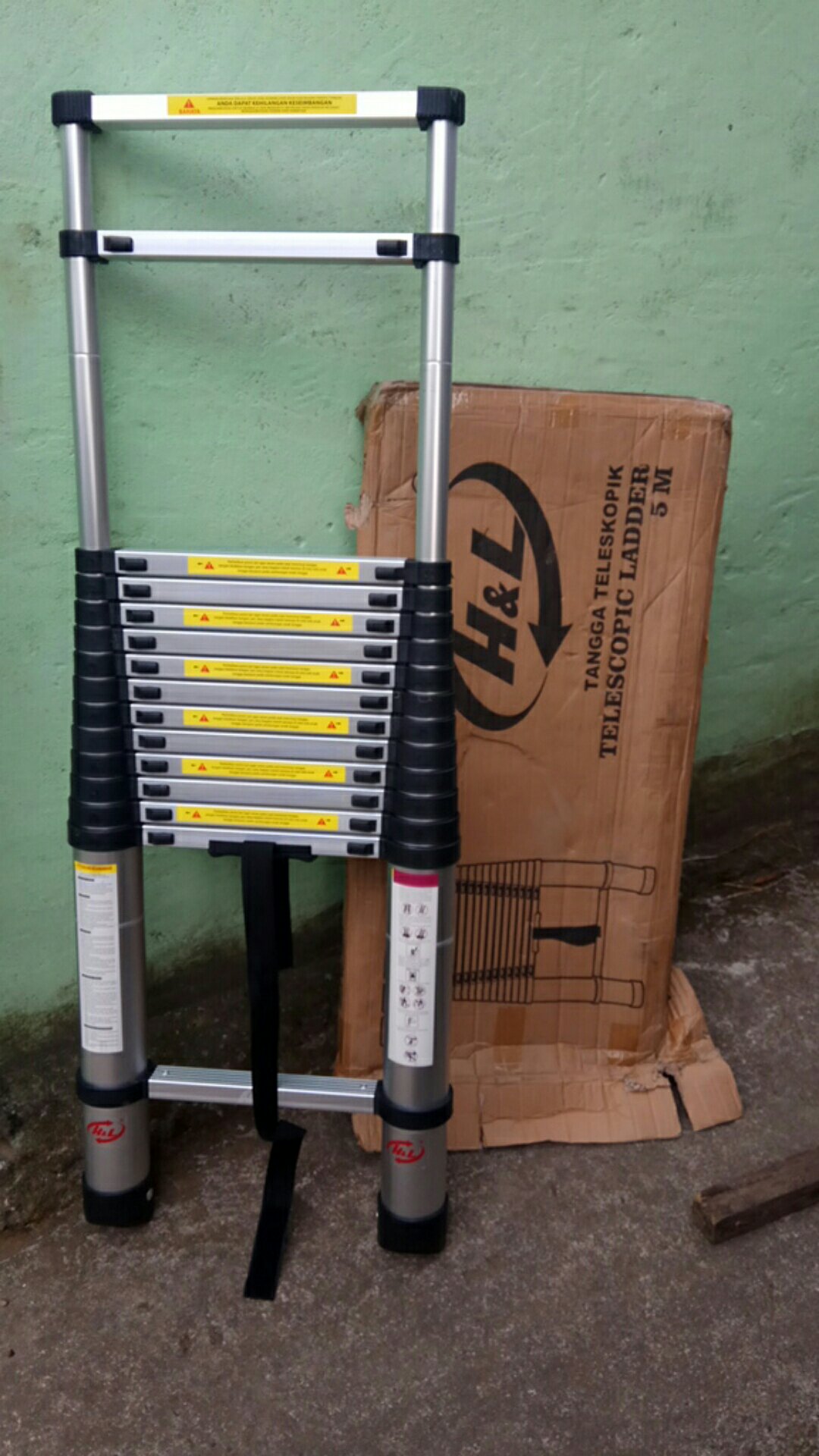 [kode Produk Q82] Tangga Teleskopik 5m Aluminium Single Telescopic Ladder 5 Meter