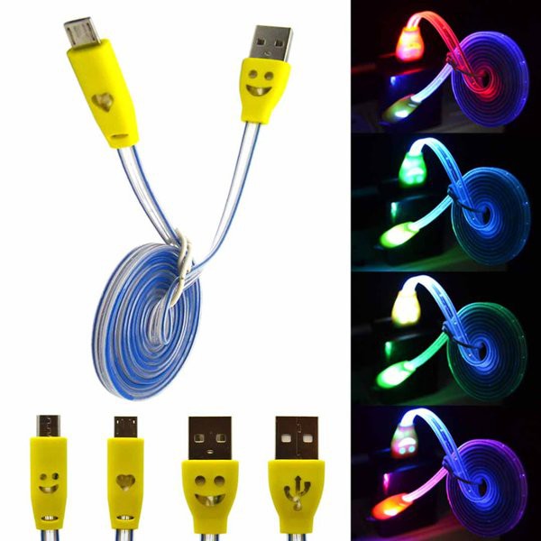 Kabel Data SMILE Micro USB 1 Meter Dengan Lampu / Kabel Charger SMILE Panjang 1 Meter - 1 PCS