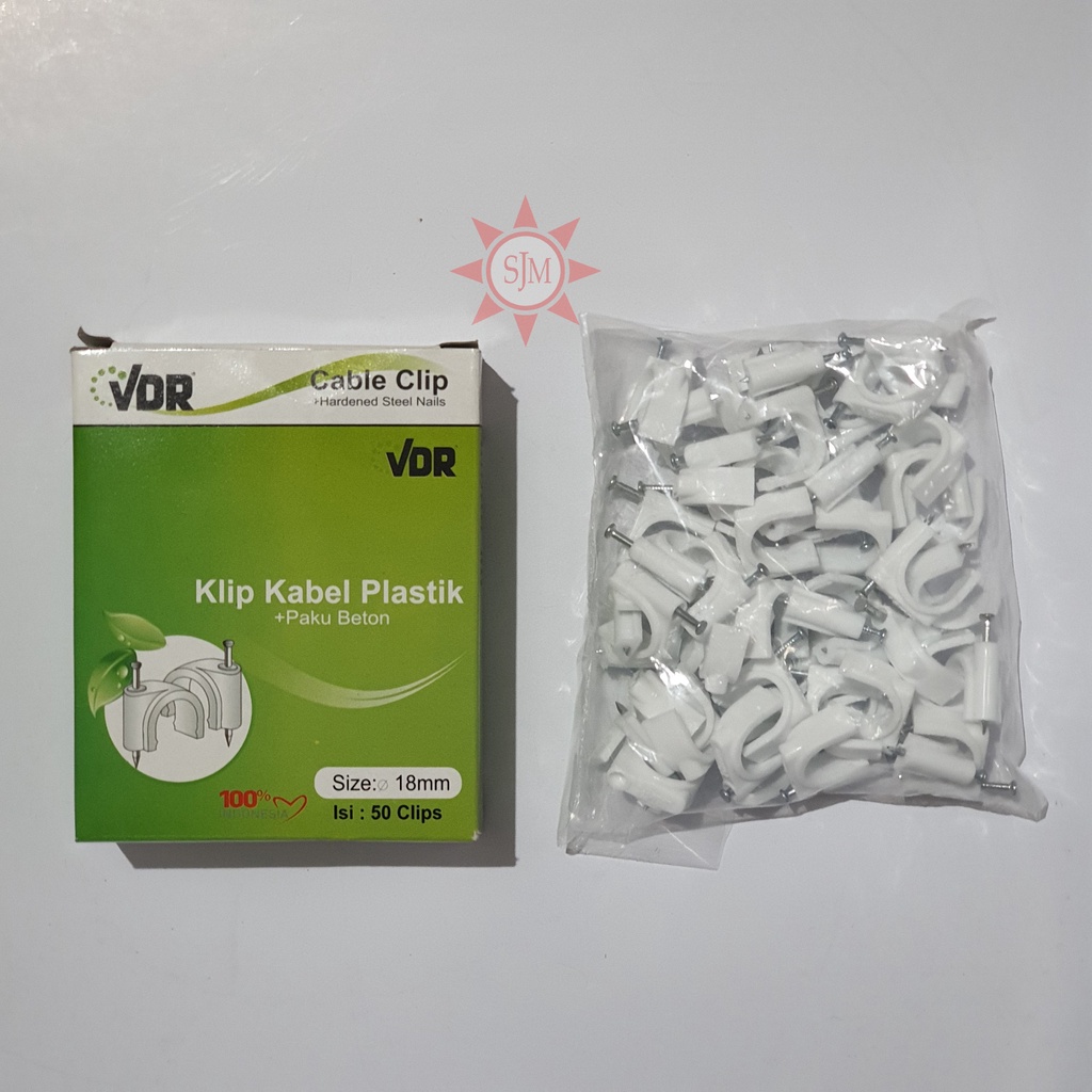 Klem Kabel Klip Kabel Plastik Paku Beton 18mm VDR