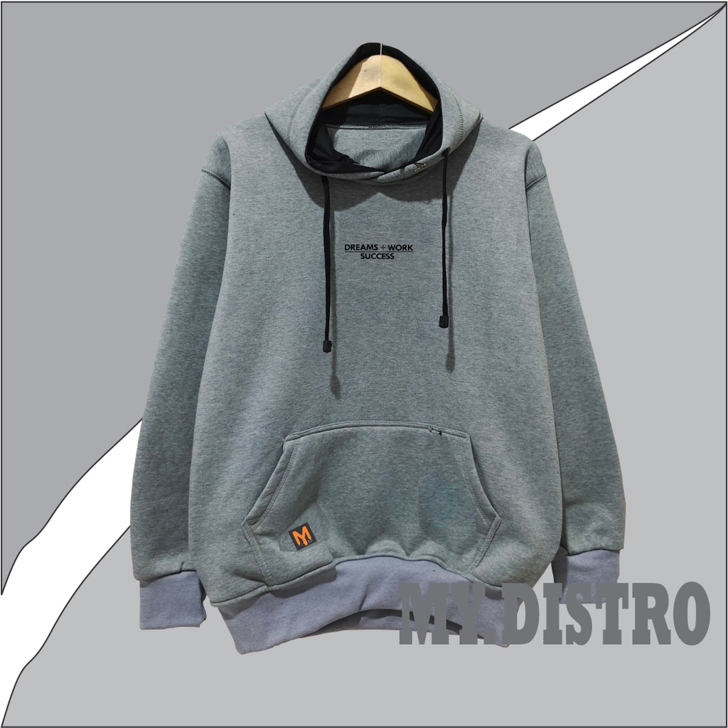 Sweater Hoodie Abu Abu Paralon Pria Switer Cowok dream sukses Jumper Hoodie Simple Terbaru Jaket Cotton Ori Distro